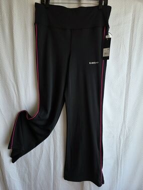 Bebe Women's Size XL Black Sweatpants with Pink Side Piping